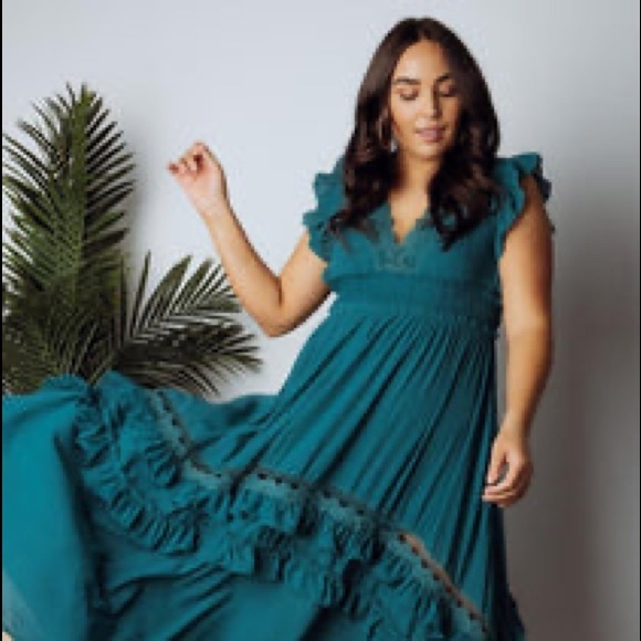 Baltic Born Dresses & Skirts - Baltic Born Jasmine Ruffle Maxi Dress in Jade, Medium👗